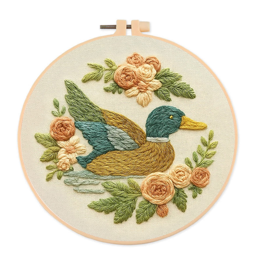 Rubbyoo Embroidery Kit - Floral Duck | Sewing Animal Craft - 20*20cm - image 0