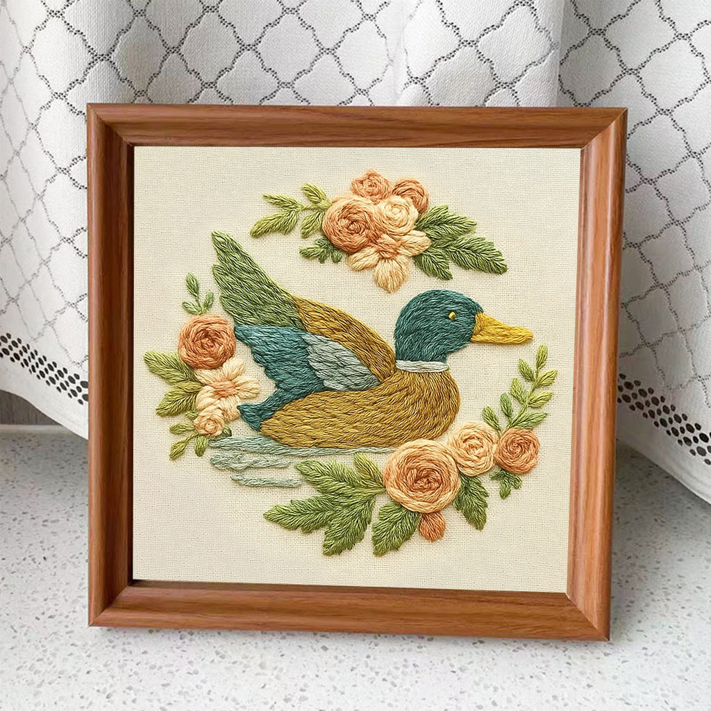 Rubbyoo Embroidery Kit - Floral Duck | Sewing Animal Craft - Embroidery Kit Plus An Extra Frame - image 9