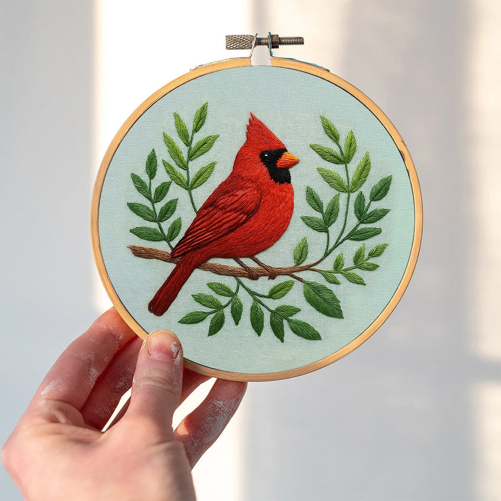 Rubbyoo Embroidery Kit - Red Cardinals With Branches  | Needlepoint Wall Art - image 8