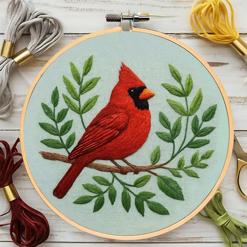 Rubbyoo Embroidery Kit - Red Cardinals With Branches  | Needlepoint Wall Art - image 5