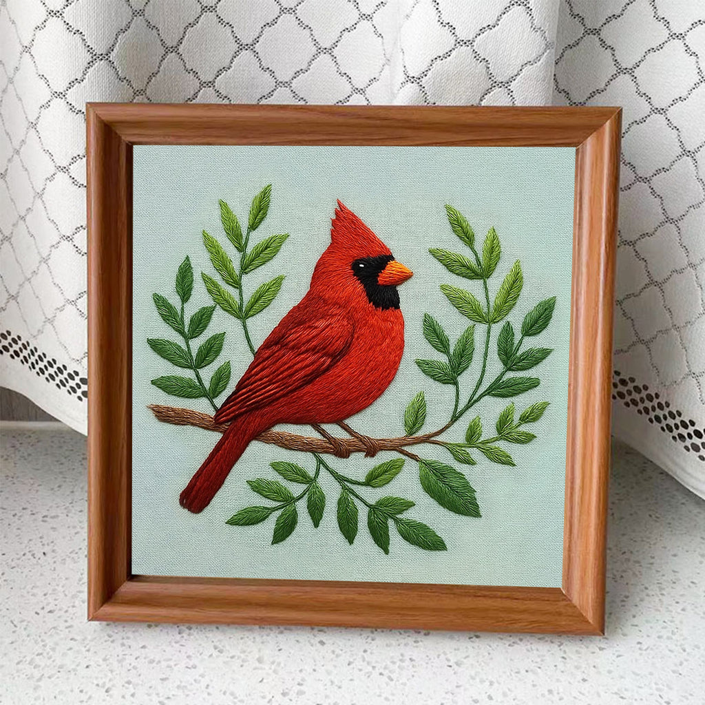Rubbyoo Embroidery Kit - Red Cardinals With Branches  | Needlepoint Wall Art - Embroidery Kit Plus An Extra Frame - image 9
