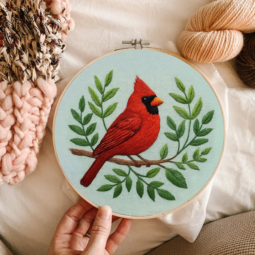 Rubbyoo Embroidery Kit - Red Cardinals With Branches  | Needlepoint Wall Art - image 7