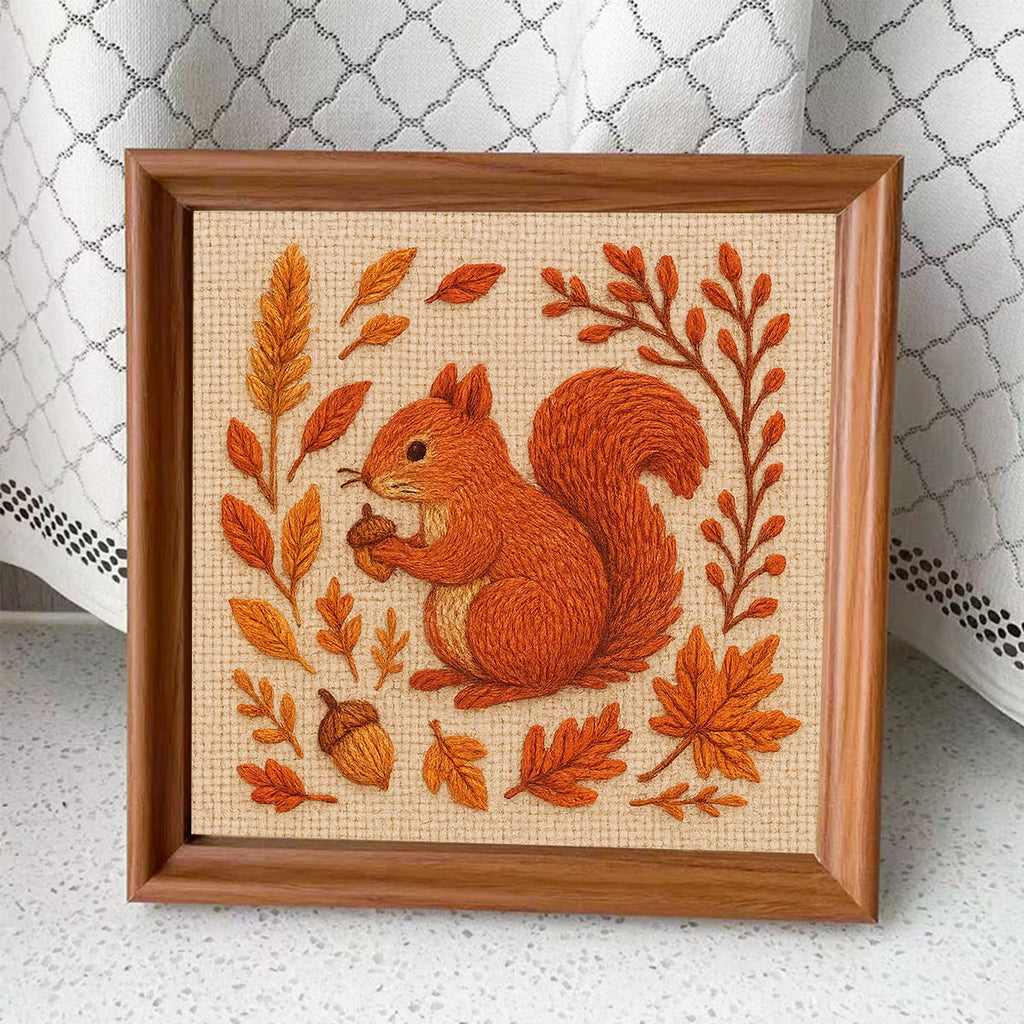 Rubbyoo Embroidery Kit - Squirrels In Autumn | Beginner Stitch Set  - Embroidery Kit Plus An Extra Frame - image 9