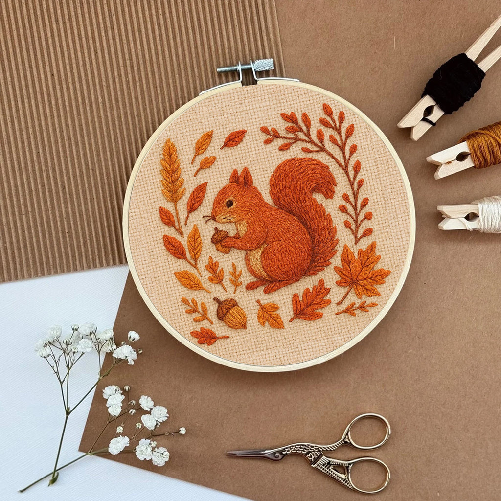 Rubbyoo Embroidery Kit - Squirrels In Autumn | Beginner Stitch Set  - image 6
