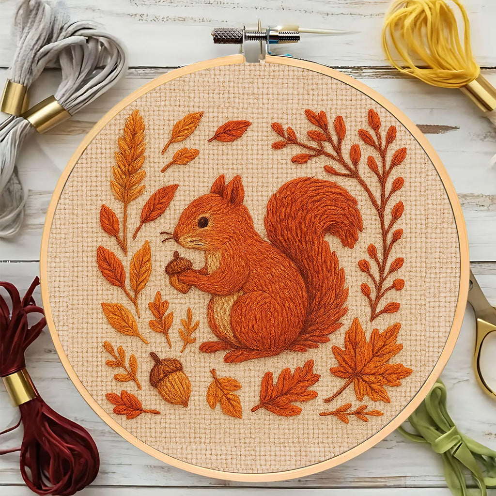 Rubbyoo Embroidery Kit - Squirrels In Autumn | Beginner Stitch Set  - image 5