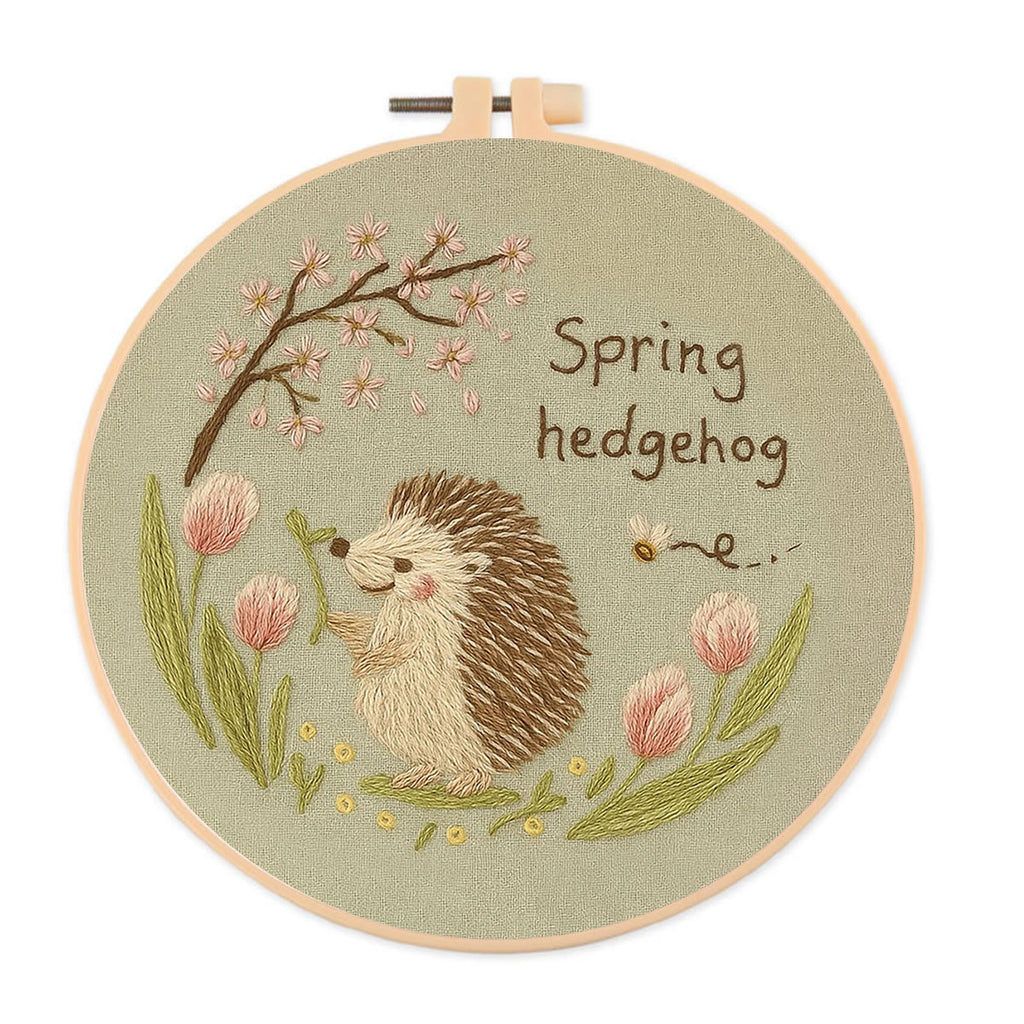 Rubbyoo Embroidery Kit - Spring Hedgehog | Diy Forest Animal Artwork  - 20*20cm - image 0