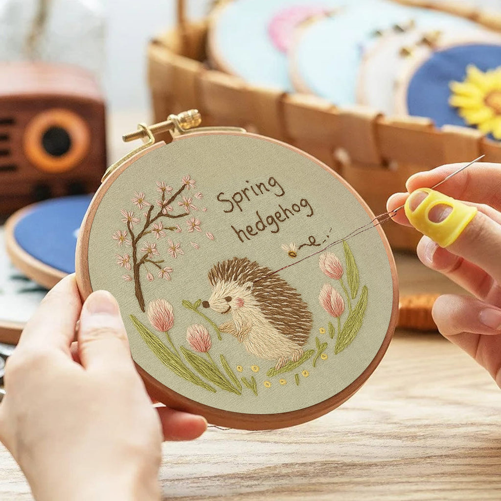 Rubbyoo Embroidery Kit - Spring Hedgehog | Diy Forest Animal Artwork  - image 2