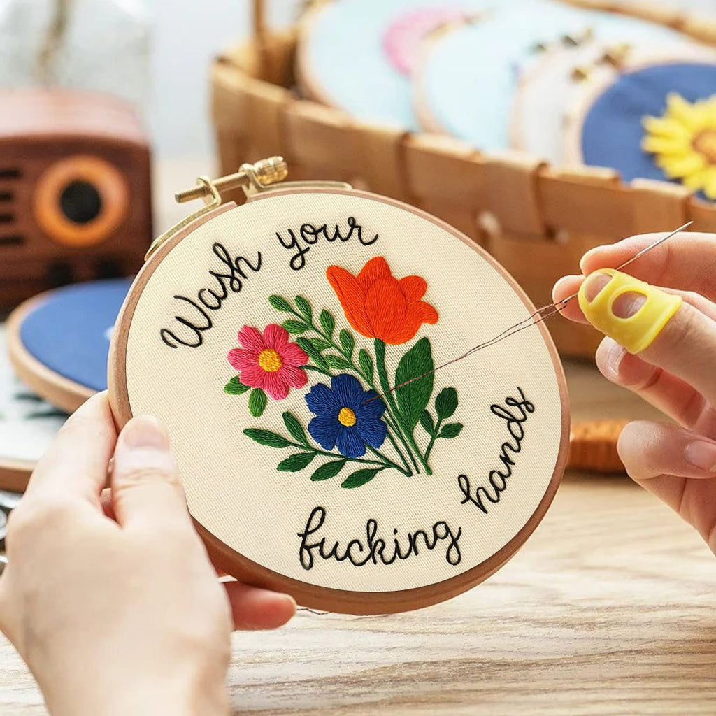 Rubbyoo Embroidery Kit - Bright Flower | Creative Floral Craft - image 2