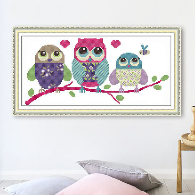 Cross Stitch Kit - Owl Family | Lovely Animal Artwork  - image 3