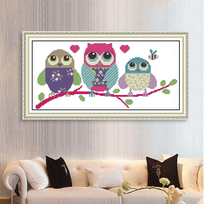 Cross Stitch Kit - Owl Family | Lovely Animal Artwork  - image 2