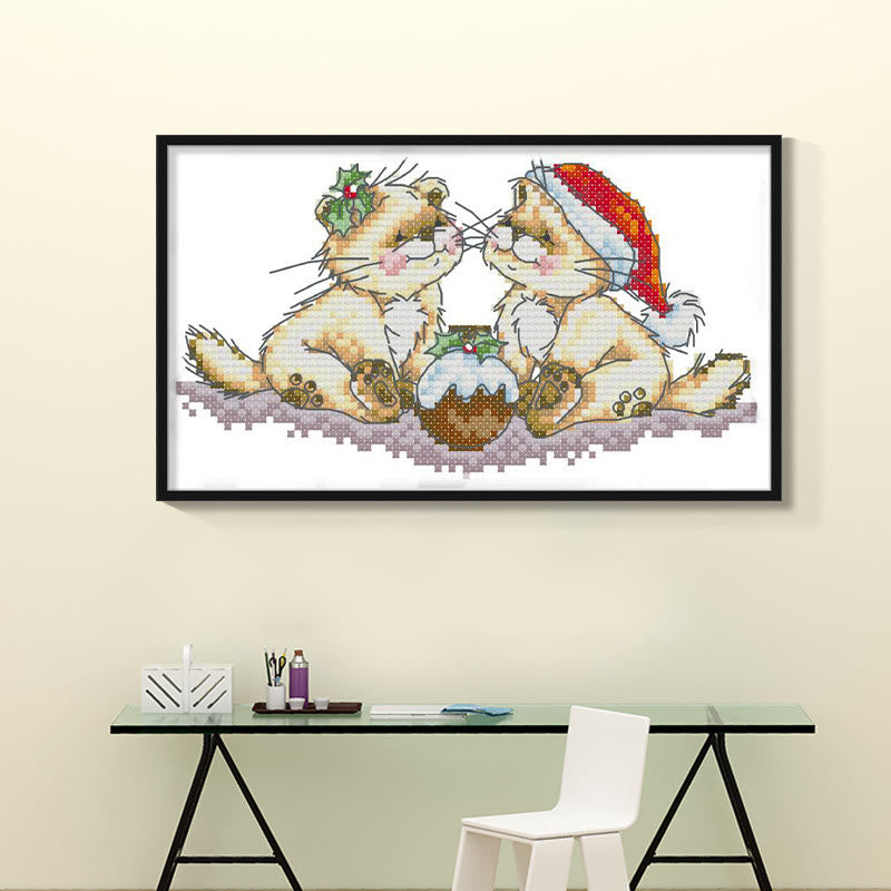 Cross Stitch Kit - Christmas Kitten | Adorable Christmas Gifts - image 1