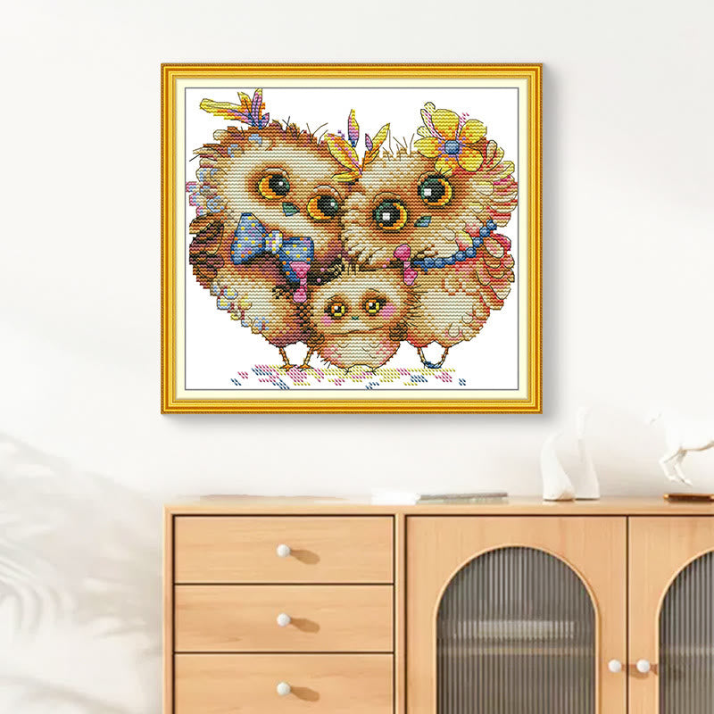 Cross Stitch Kit - Happy Bird Family | Animal Needle Artwork  - image 2