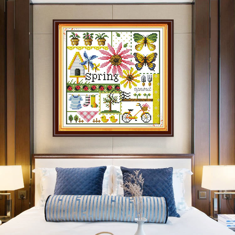 Cross Stitch Kit - Four Seasons | Diy Stitch Craft - Spring - image 1