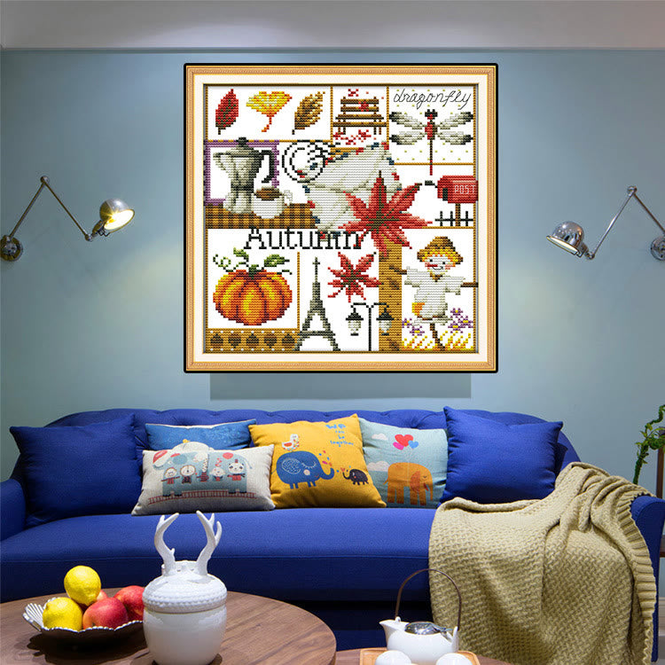 Cross Stitch Kit - Four Seasons | Diy Stitch Craft - Autumn - image 3