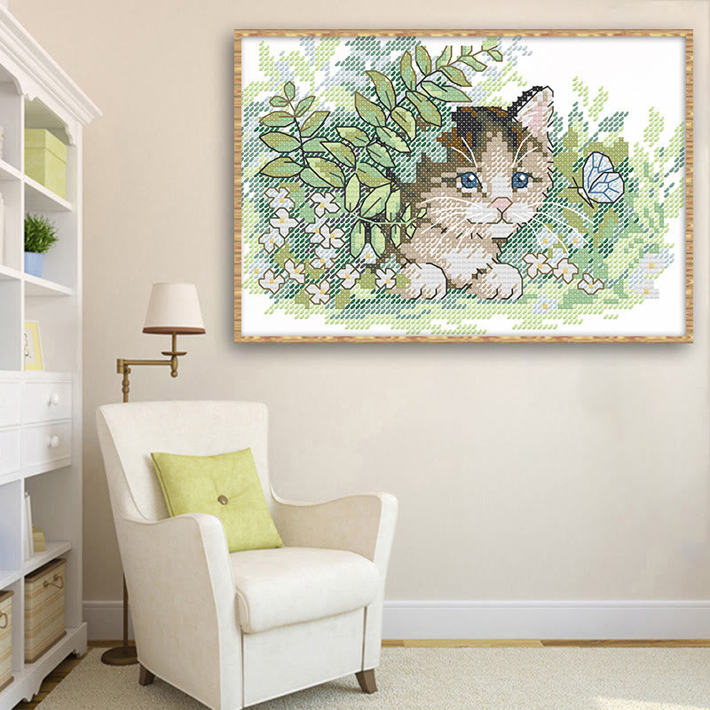 Cross Stitch Kit - Cat And Butterfly | Needle Set For Beginner - image 3