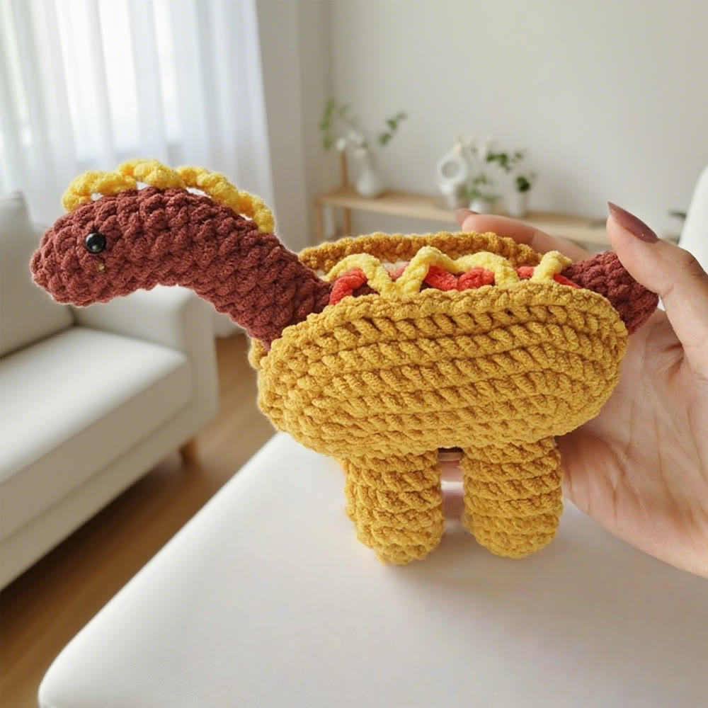 Diy Handmade  Series Crochet  Kit - Creative Needle Art | Great Desk Decor - Hamburger Dinosaur - image 1