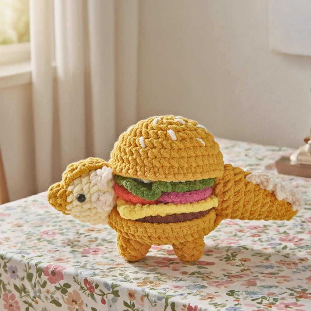 Diy Handmade  Series Crochet  Kit - Creative Needle Art | Great Desk Decor - Hot Dog Dinosaur - image 2
