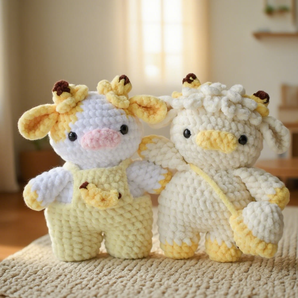 Diy Handmade Highland Cow Series Crochet  Kit - Colourful Animal Dolls | Perfect Handicraft For Friends - Yellow - image 0