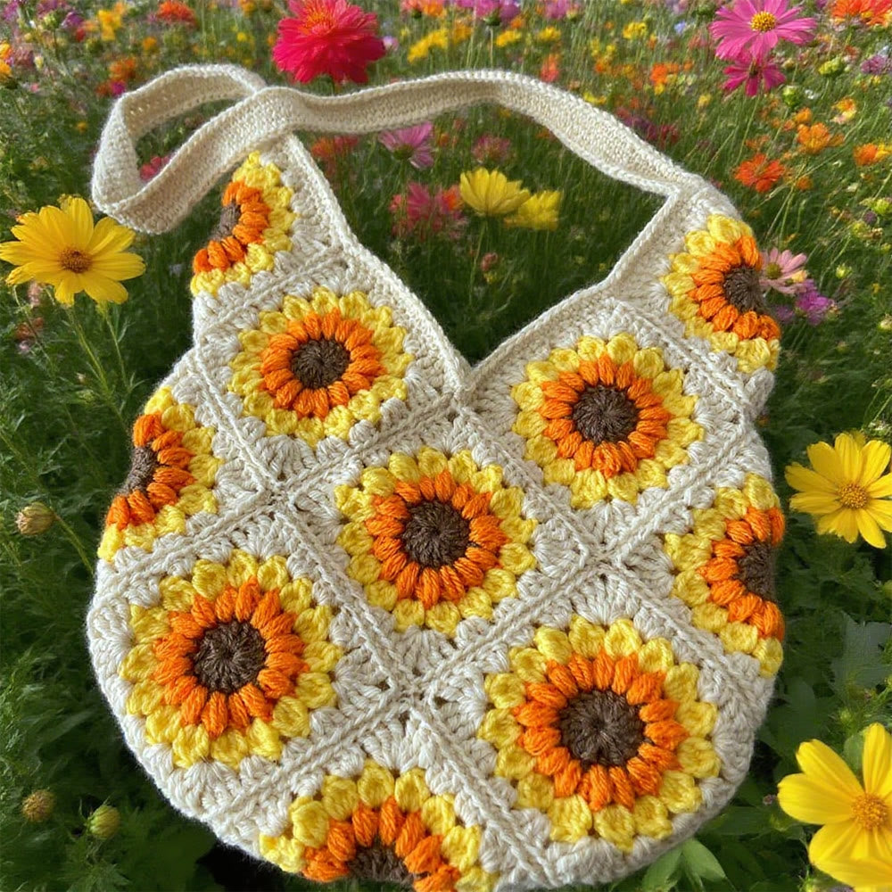 Diy Handmade Sunflower Bag Crochet Kit - Shoulder Bag Handicraft | Gifts For Mom - A - image 0