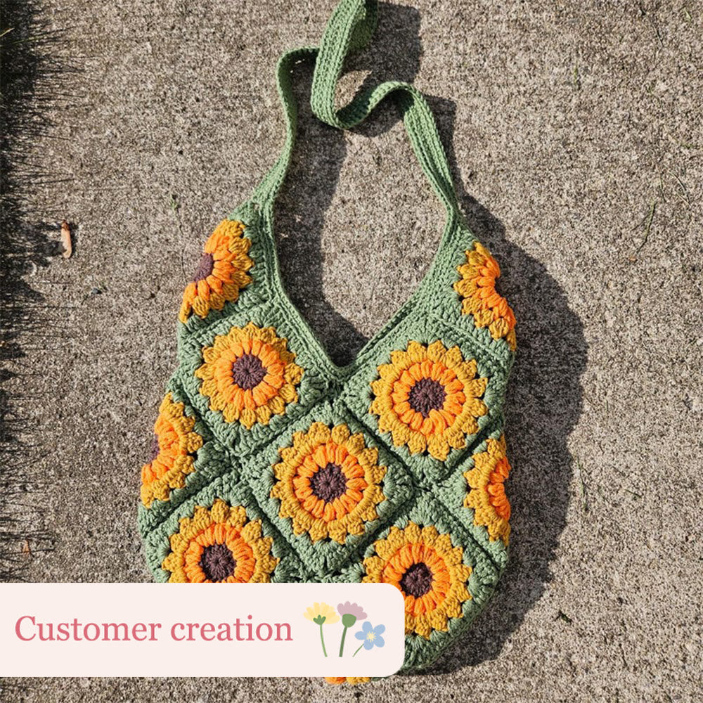 Diy Handmade Sunflower Bag Crochet Kit - Shoulder Bag Handicraft | Gifts For Mom - image 5