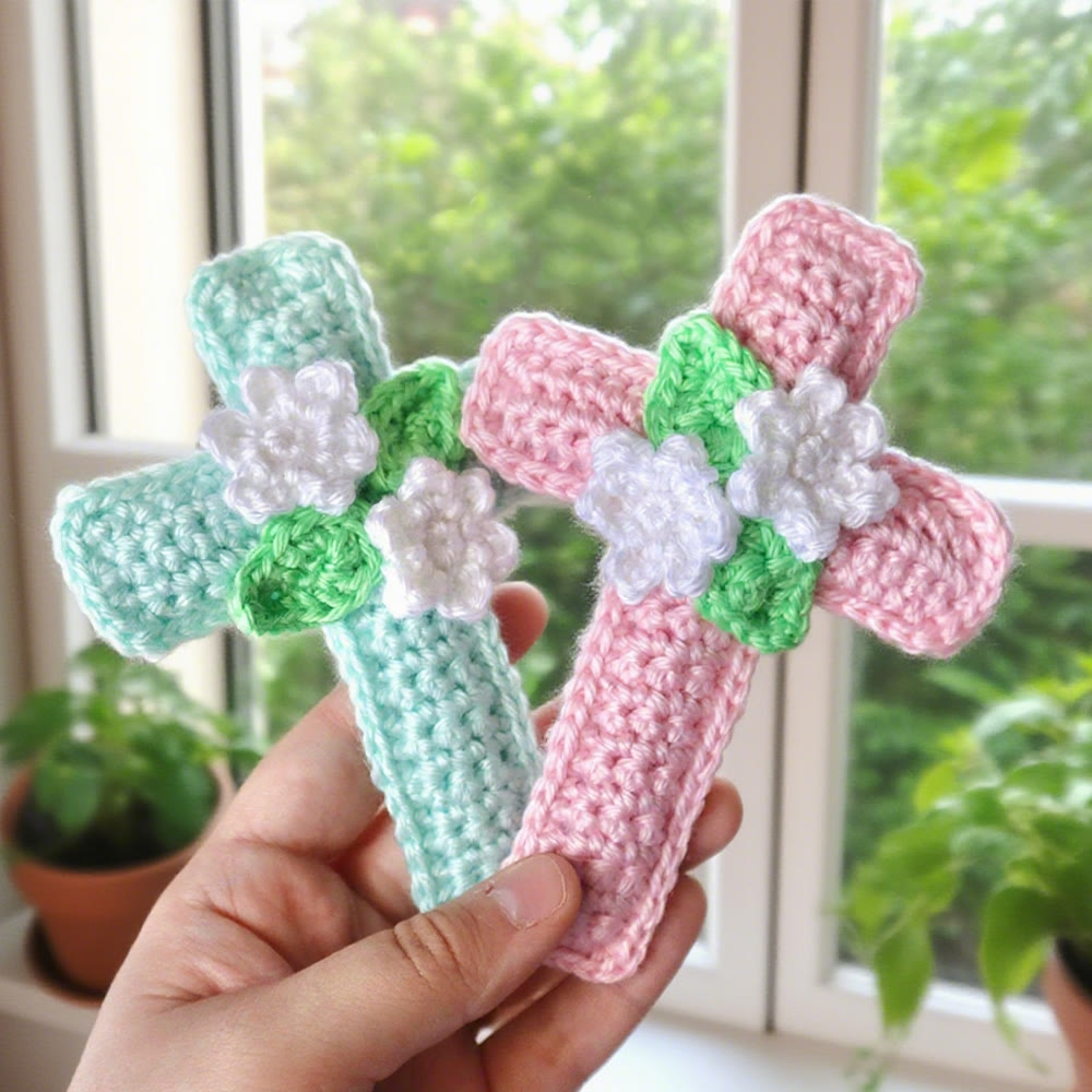 Diy Handmade Cross Crochet  Kit - Easter Needle Work | Christian Handicraft - Pink - image 1