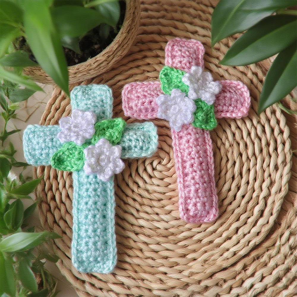 Diy Handmade Cross Crochet  Kit - Easter Needle Work | Christian Handicraft - Green - image 0