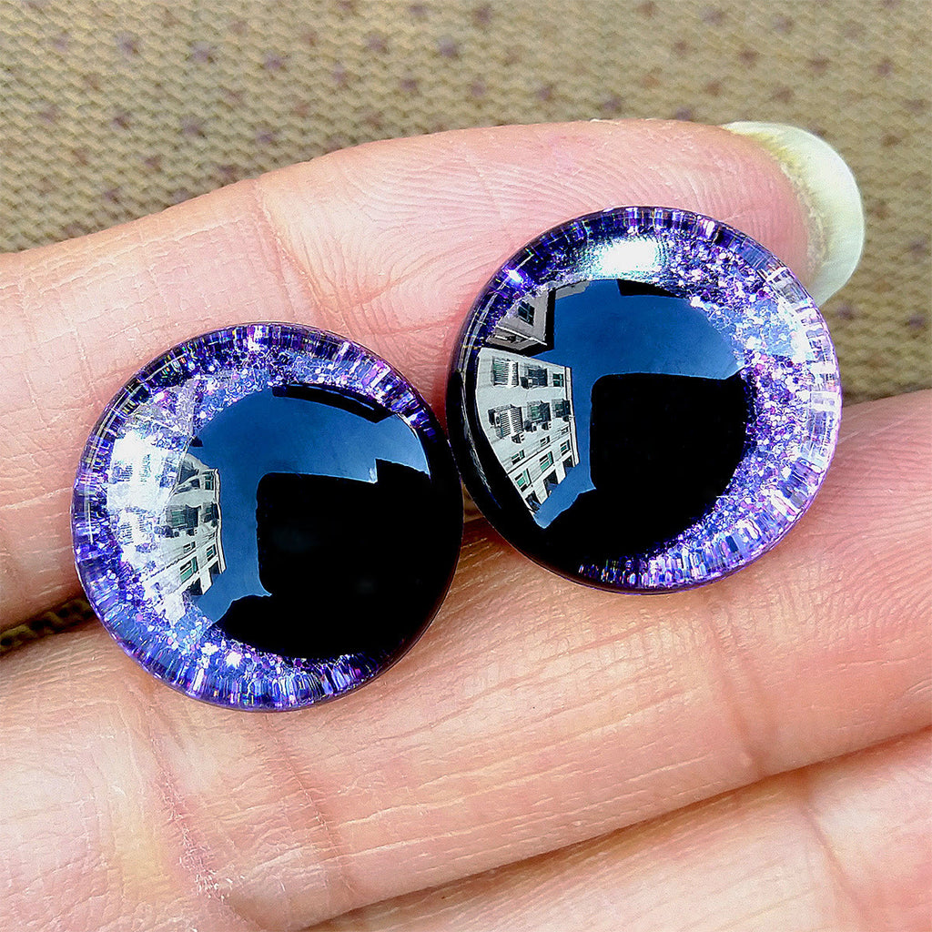 Round Assorted Size Crochet Eyes | Perfect For Crochet Lovers | Suitable For Diy Doll - Purple - 35mm - image 3