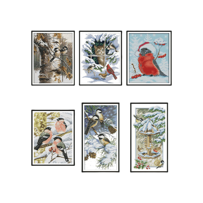 Cross Stitch Kit - Christmas Birds | Winter Handmade Craft | Christmas Gifts For Birds Lovers - image 0