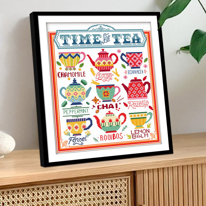 Cross Stitch Kit - Time For Afternoon Tea | Nice Living Room Decoration - image 1