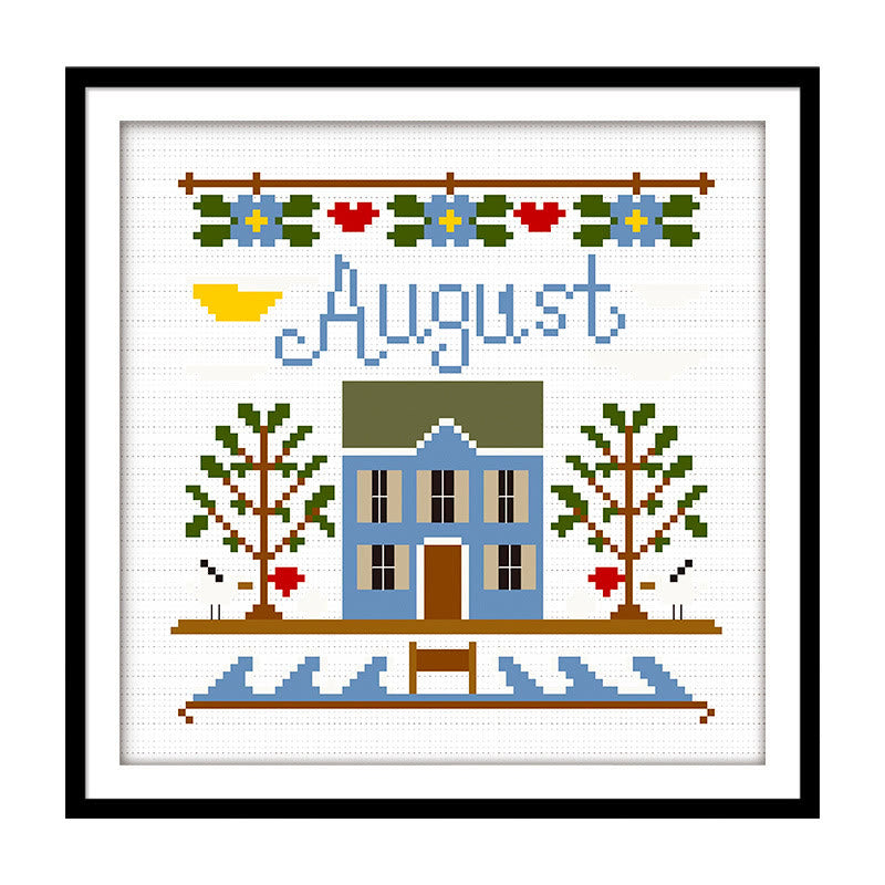 Cross Stitch Kit - Months Of The Year | Wall Ornament Gifts | Entryway Decoration - August - image 12