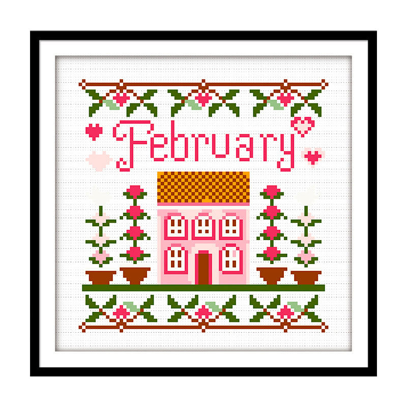 Cross Stitch Kit - Months Of The Year | Wall Ornament Gifts | Entryway Decoration - February - image 6