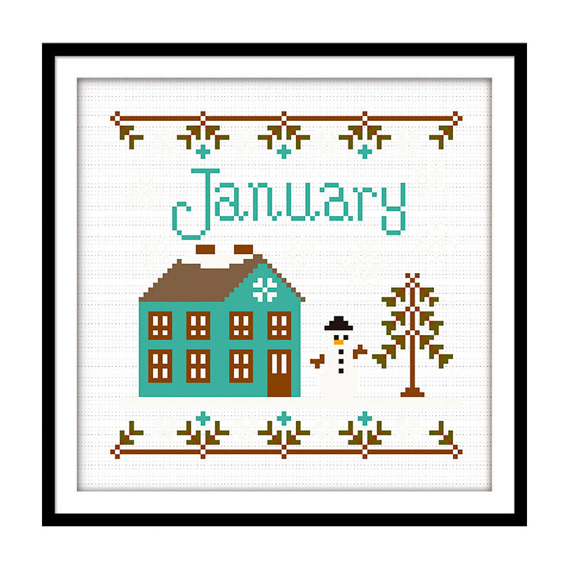 Cross Stitch Kit - Months Of The Year | Wall Ornament Gifts | Entryway Decoration - January - image 5