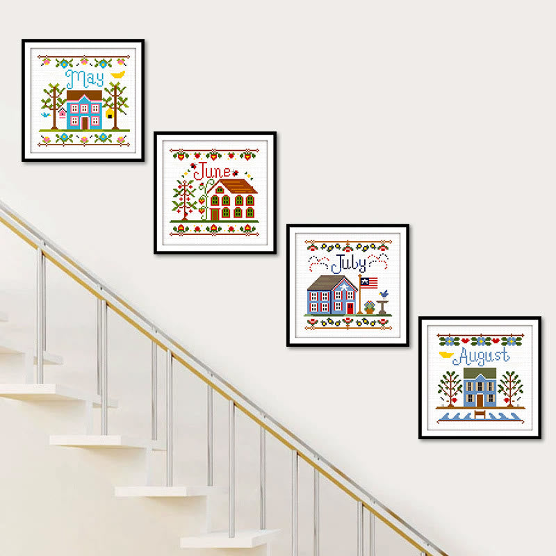 Cross Stitch Kit - Months Of The Year | Wall Ornament Gifts | Entryway Decoration - image 1