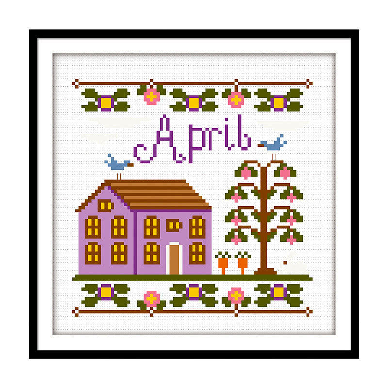 Cross Stitch Kit - Months Of The Year | Wall Ornament Gifts | Entryway Decoration - April - image 8