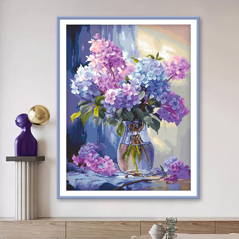Cross Stitch Kit - Purple Hydrangea | Charming Floral Crafts | Nice Gifts For Friends - image 1