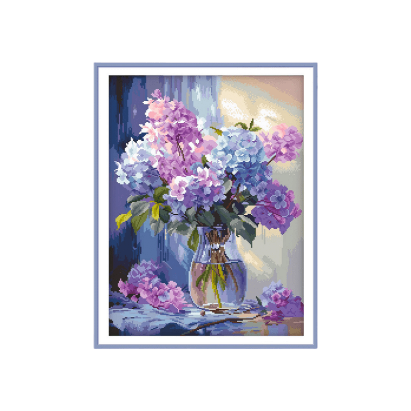 Cross Stitch Kit - Purple Hydrangea | Charming Floral Crafts | Nice Gifts For Friends - Purple Hydrangea - image 0
