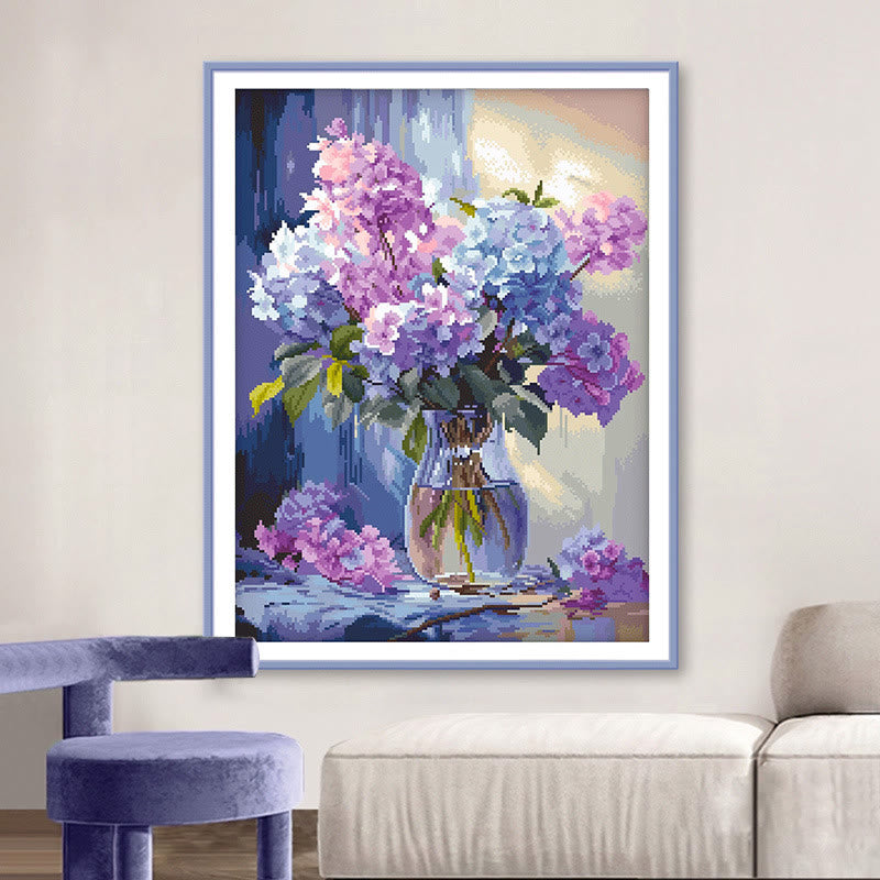Cross Stitch Kit - Purple Hydrangea | Charming Floral Crafts | Nice Gifts For Friends - image 2