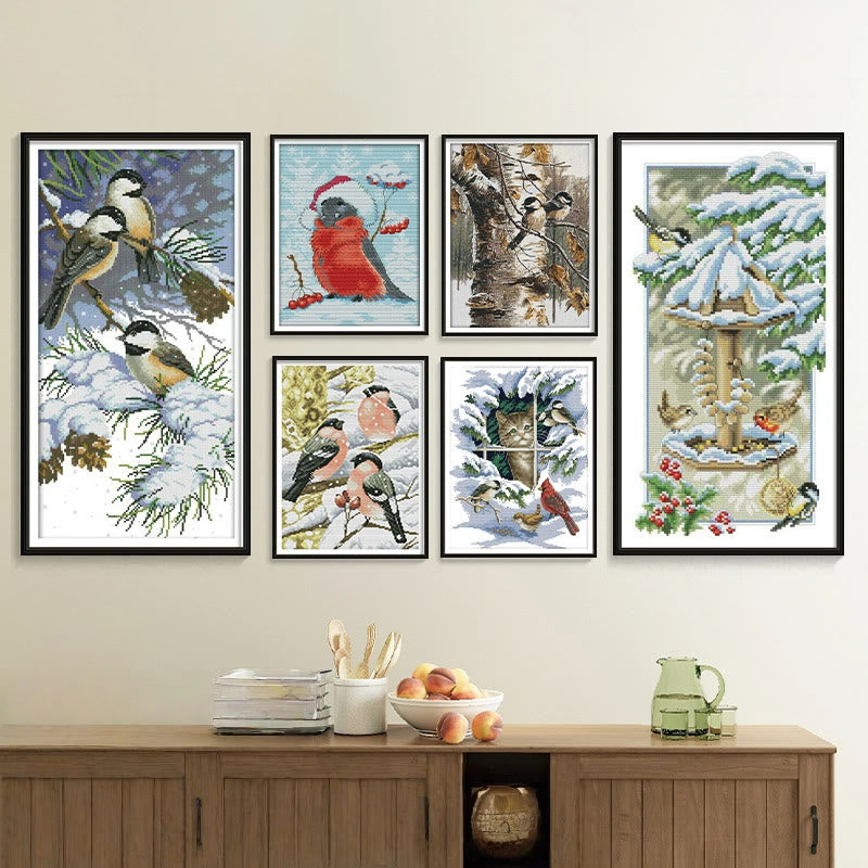 Cross Stitch Kit - Christmas Birds | Winter Handmade Craft | Christmas Gifts For Birds Lovers - image 1
