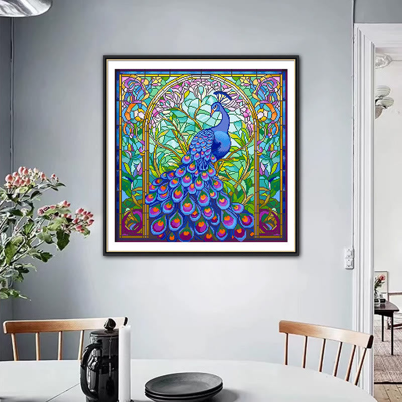 Cross Stitch Kit - Colorful Peacock | Handmade Animal Craft  - image 1