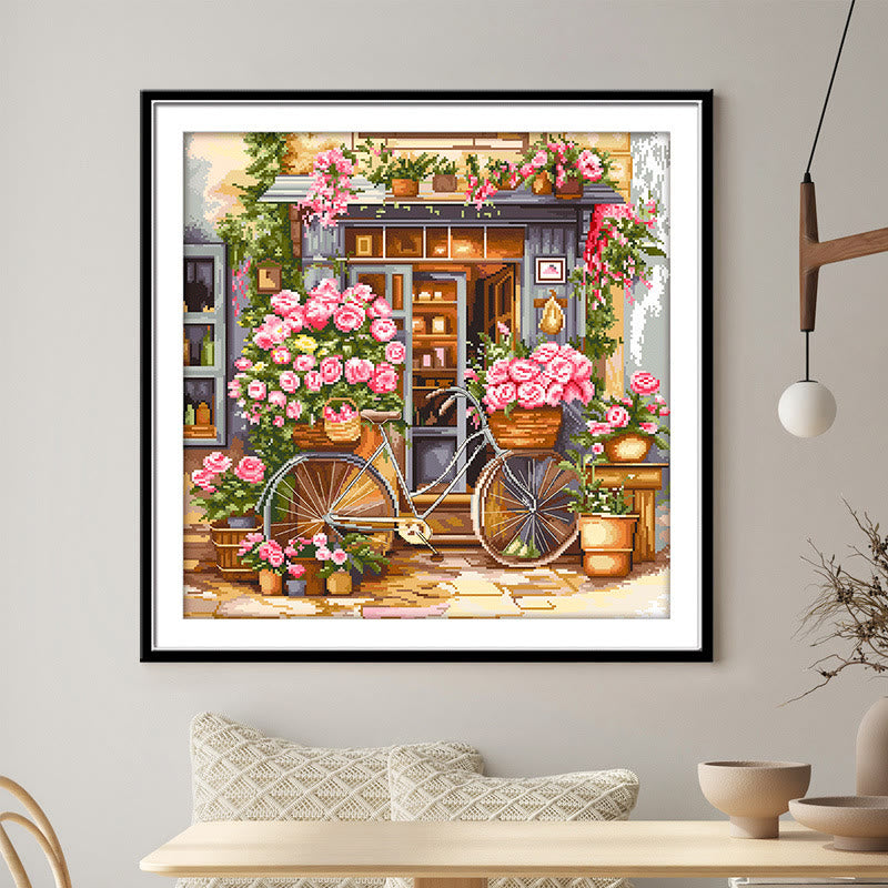 Cross Stitch Kit - Romantic Flower House | Easy Needle Artwork | Housewarming Craft - image 2