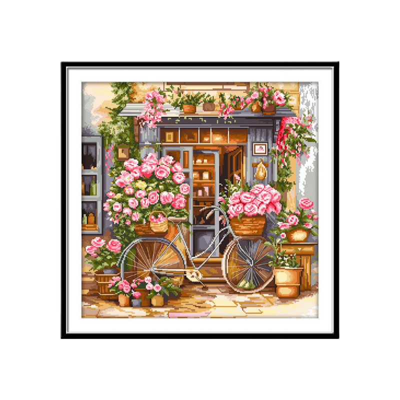 Cross Stitch Kit - Romantic Flower House | Easy Needle Artwork | Housewarming Craft - Romantic Flower House - image 0