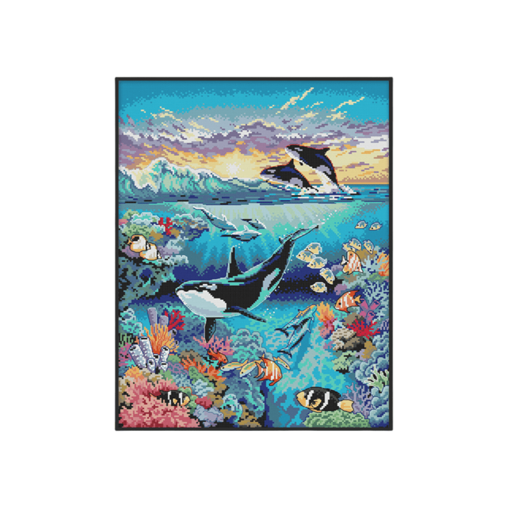 Cross Stitch Kit - Ocean World | Nice Living Room Wall Decor | Unique Artwork - Ocean World - image 0