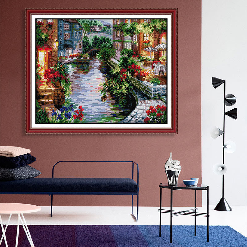 Cross Stitch Kit -  The Lakeside Town | Gifts For Home Decor Lover | Landscape Handicraft - image 2