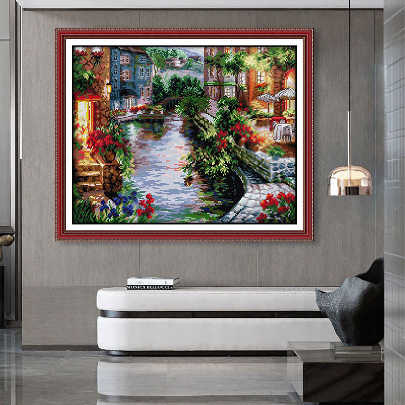 Cross Stitch Kit -  The Lakeside Town | Gifts For Home Decor Lover | Landscape Handicraft - image 3