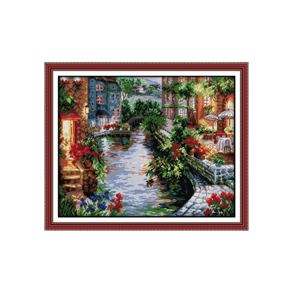 Cross Stitch Kit -  The Lakeside Town | Gifts For Home Decor Lover | Landscape Handicraft - The Lakeside Town - image 0