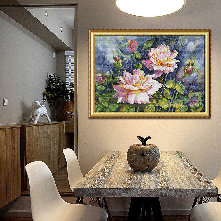 Cross Stitch Kit - Vintage Pink Roses | Flower Needlecraft | Perfect For Room Ornament - image 1