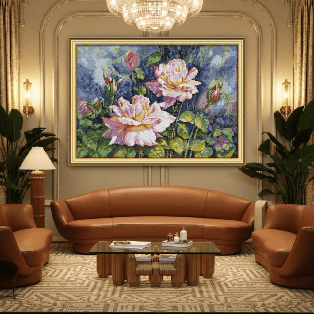 Cross Stitch Kit - Vintage Pink Roses | Flower Needlecraft | Perfect For Room Ornament - image 2