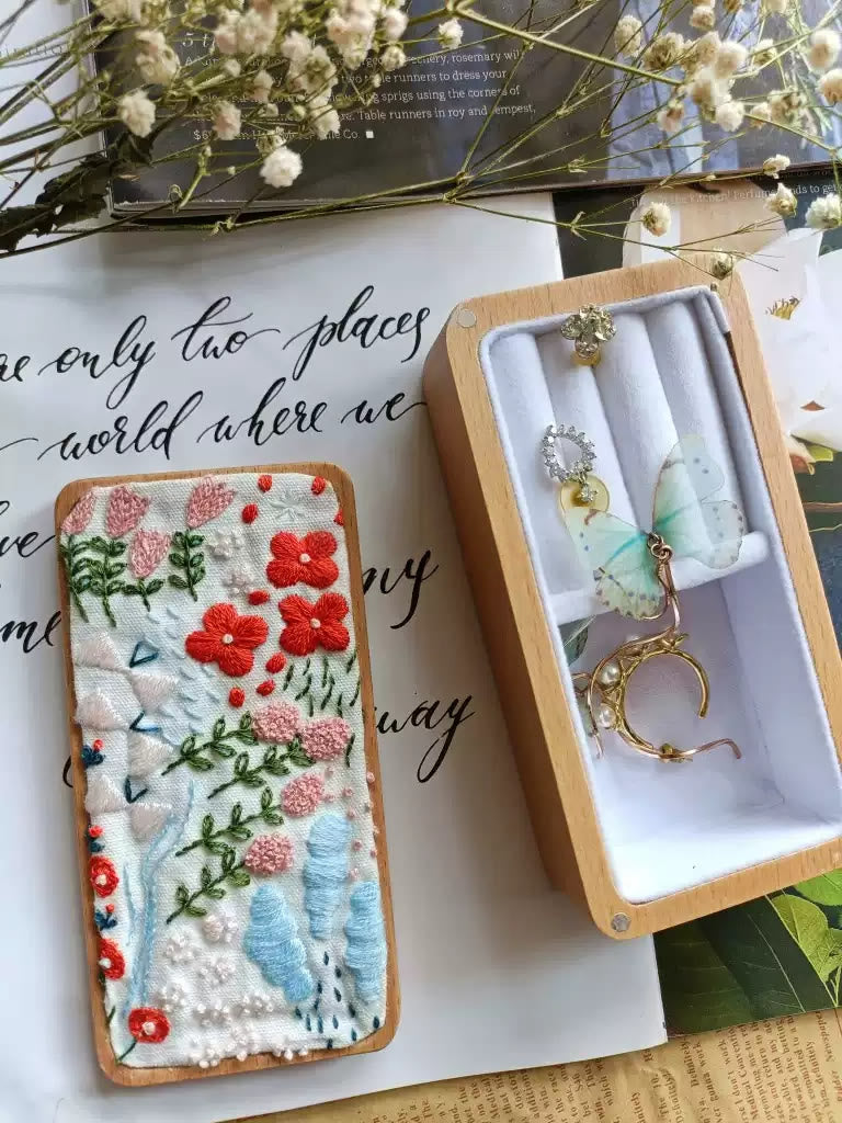 Embroidery Jewelry Box Kit | Delicate Flower Craft | Unique Birthday Gifts - Delicate Flower Jewelry Box Kit - image 0