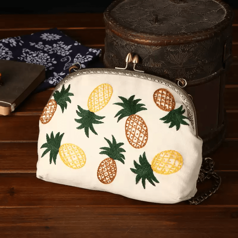 Handmade Lock Coin Purse Kit  | Fruit Series Bag | Nice Gifts For Mom - Pineapple-beige - image 2