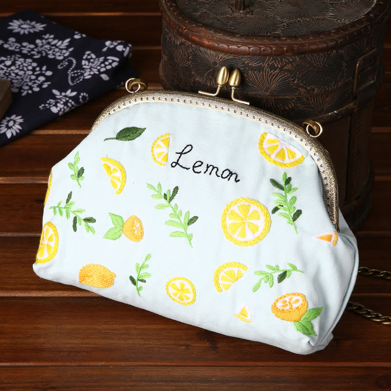 Handmade Lock Coin Purse Kit  | Fruit Series Bag | Nice Gifts For Mom - Lemon-light blue - image 5